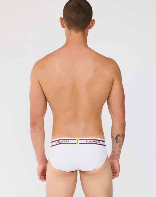 SUPAWEAR: Ribbed Varsity Brief Underwear - White