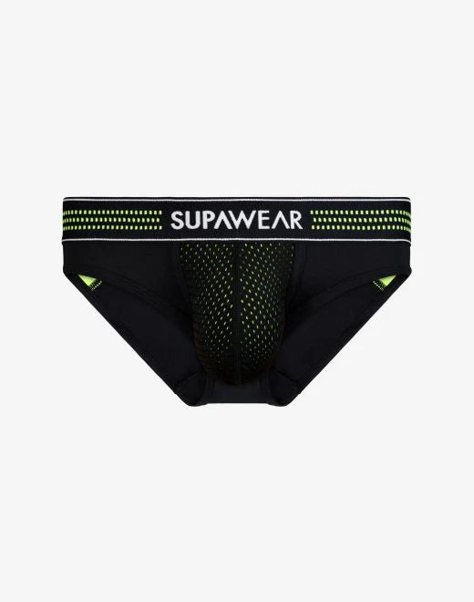 SUPAWEAR: Neon Mesh Brief Underwear - Neon Green