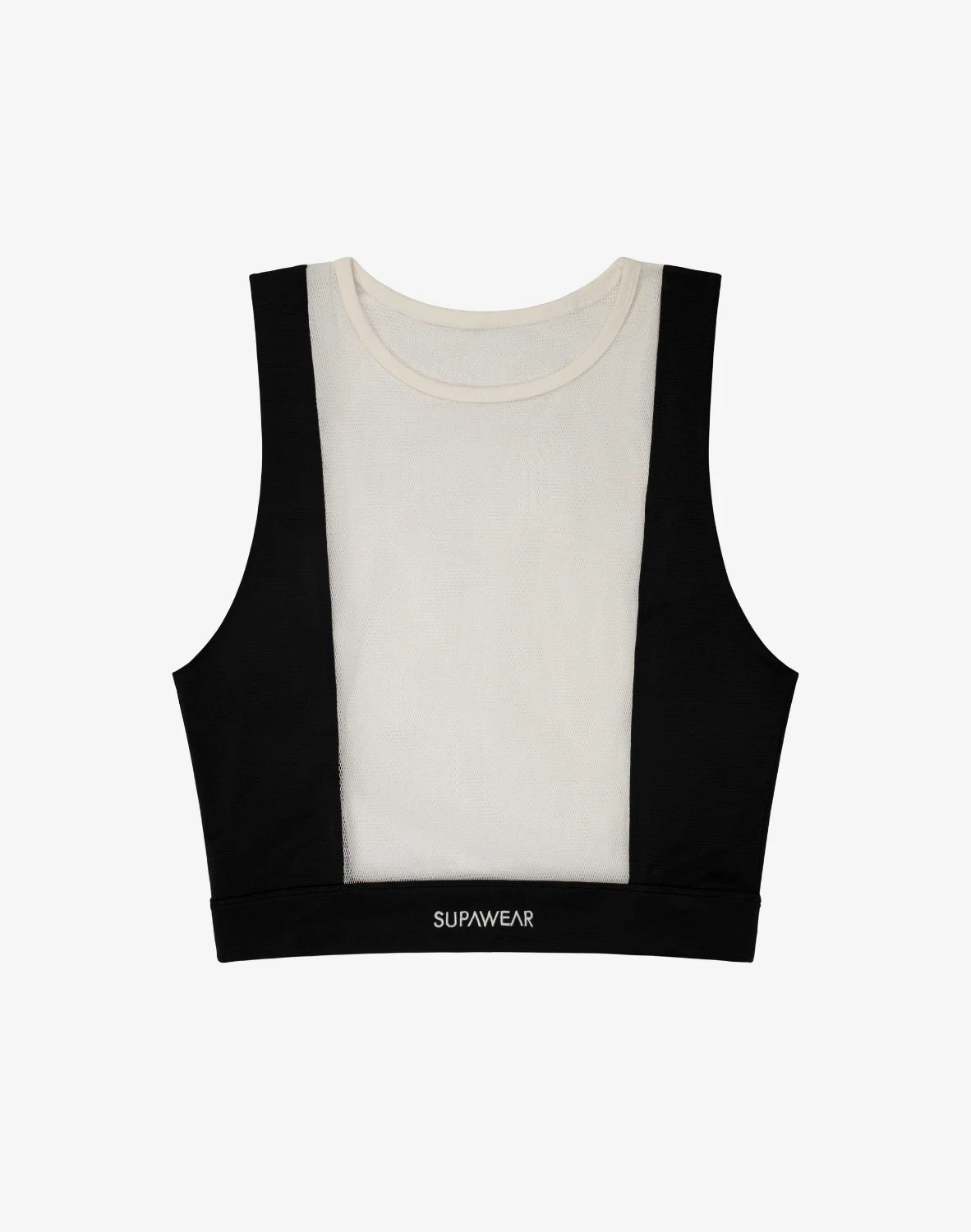 SUPAWEAR: Mesh Dual Tone Crop Tank - Black & White