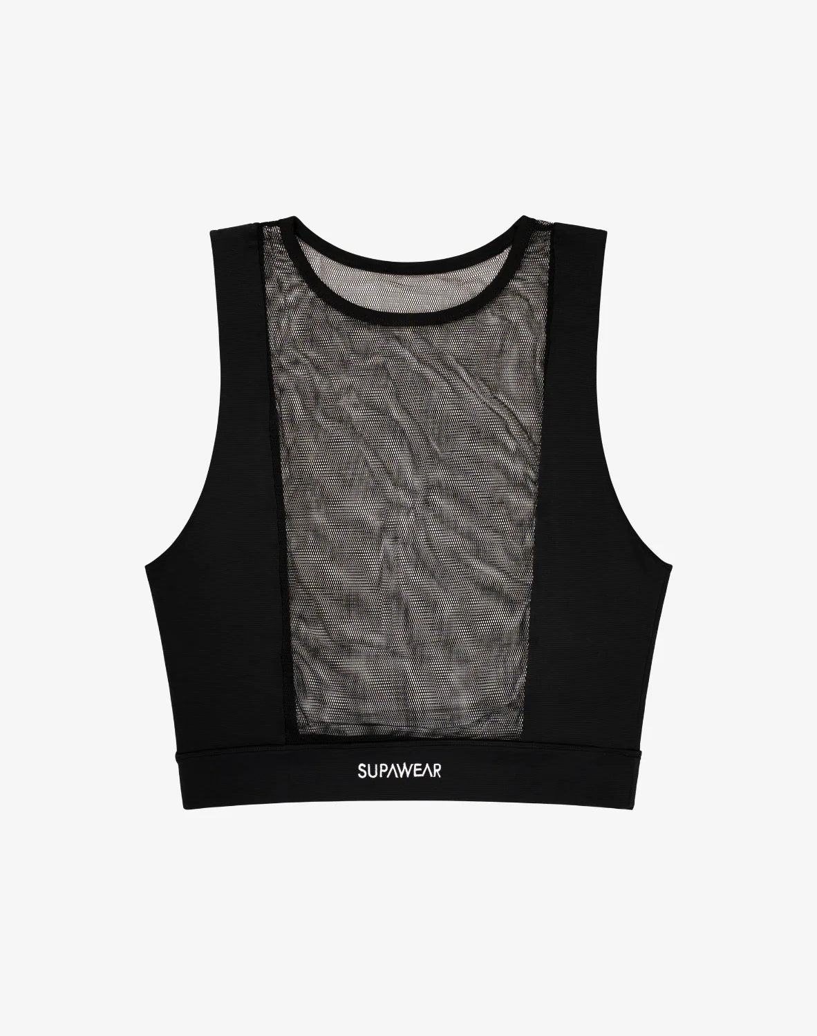 SUPAWEAR: Mesh Dual Tone Crop Tank - Black