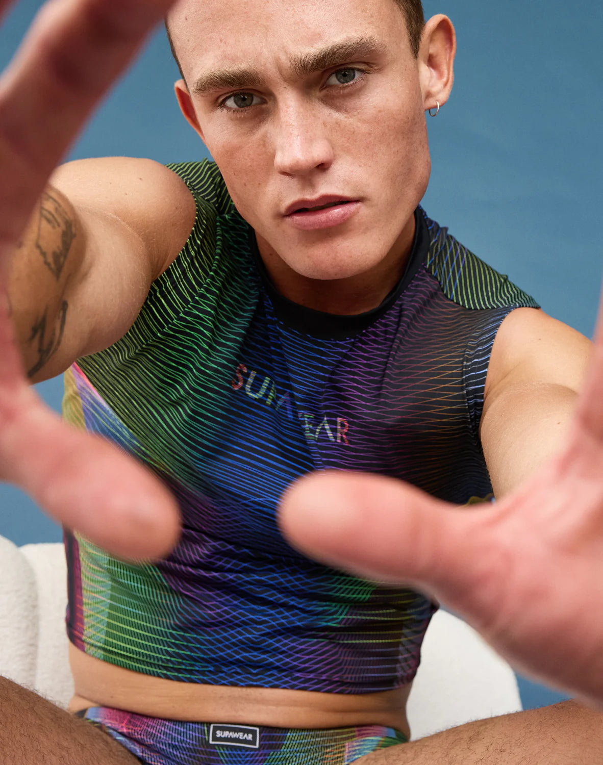 SUPAWEAR: Printed Pride Crop Tank - Rainbow