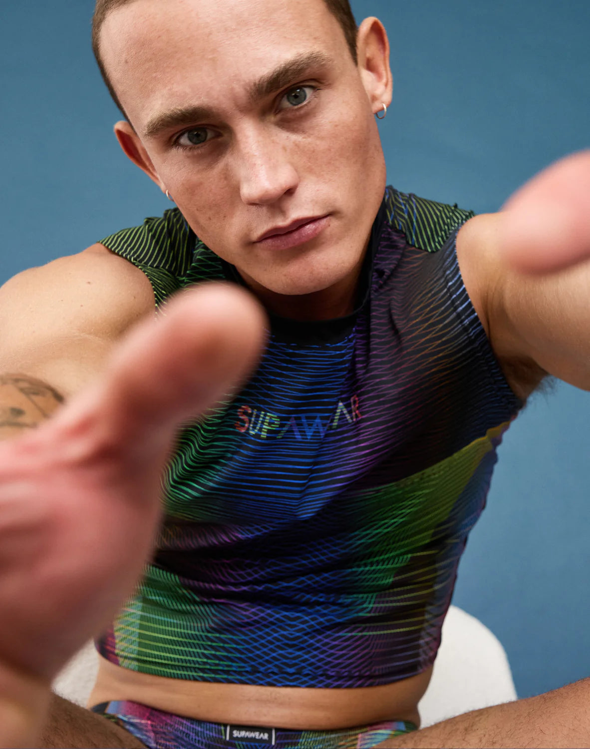 SUPAWEAR: Printed Pride Crop Tank - Rainbow