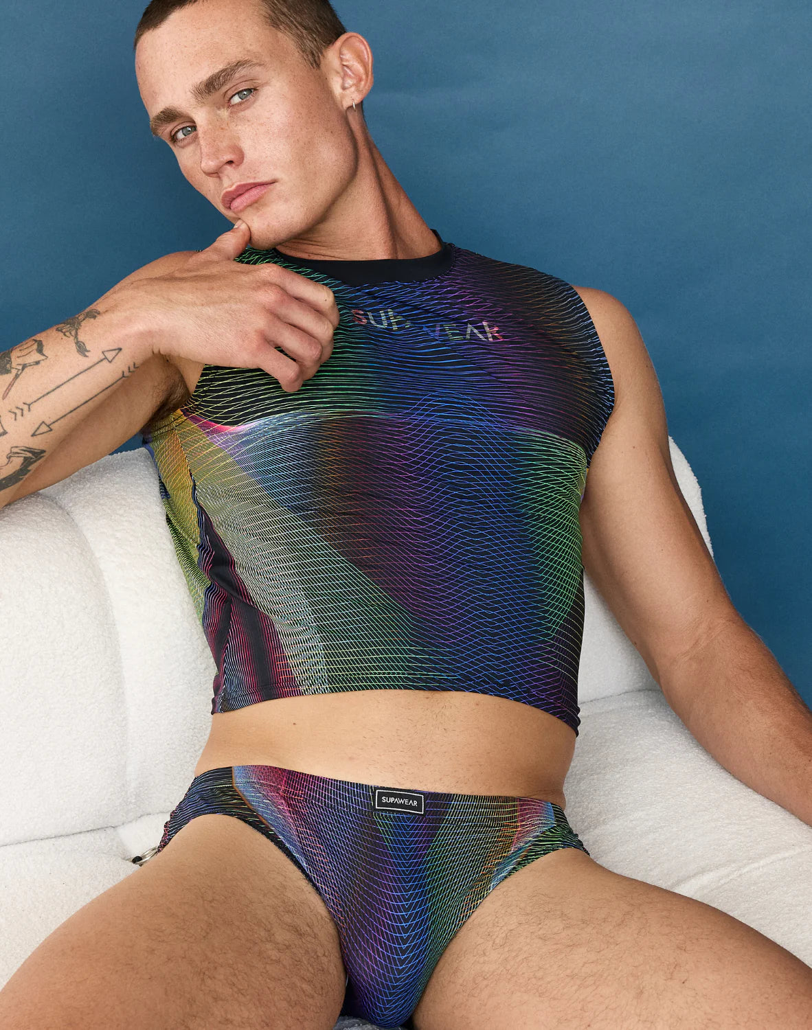 SUPAWEAR: Printed Pride Crop Tank - Rainbow