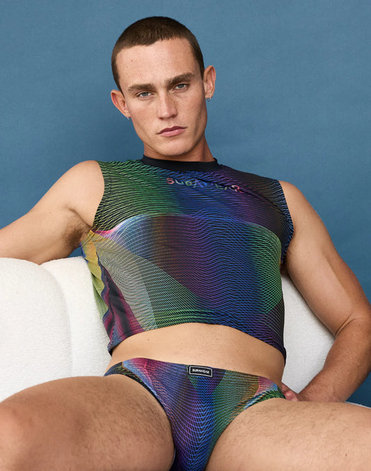SUPAWEAR: Printed Pride Crop Tank - Rainbow