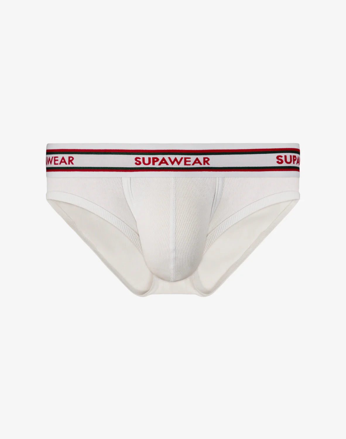 SUPAWEAR: Ribbed Varsity Brief Underwear - White