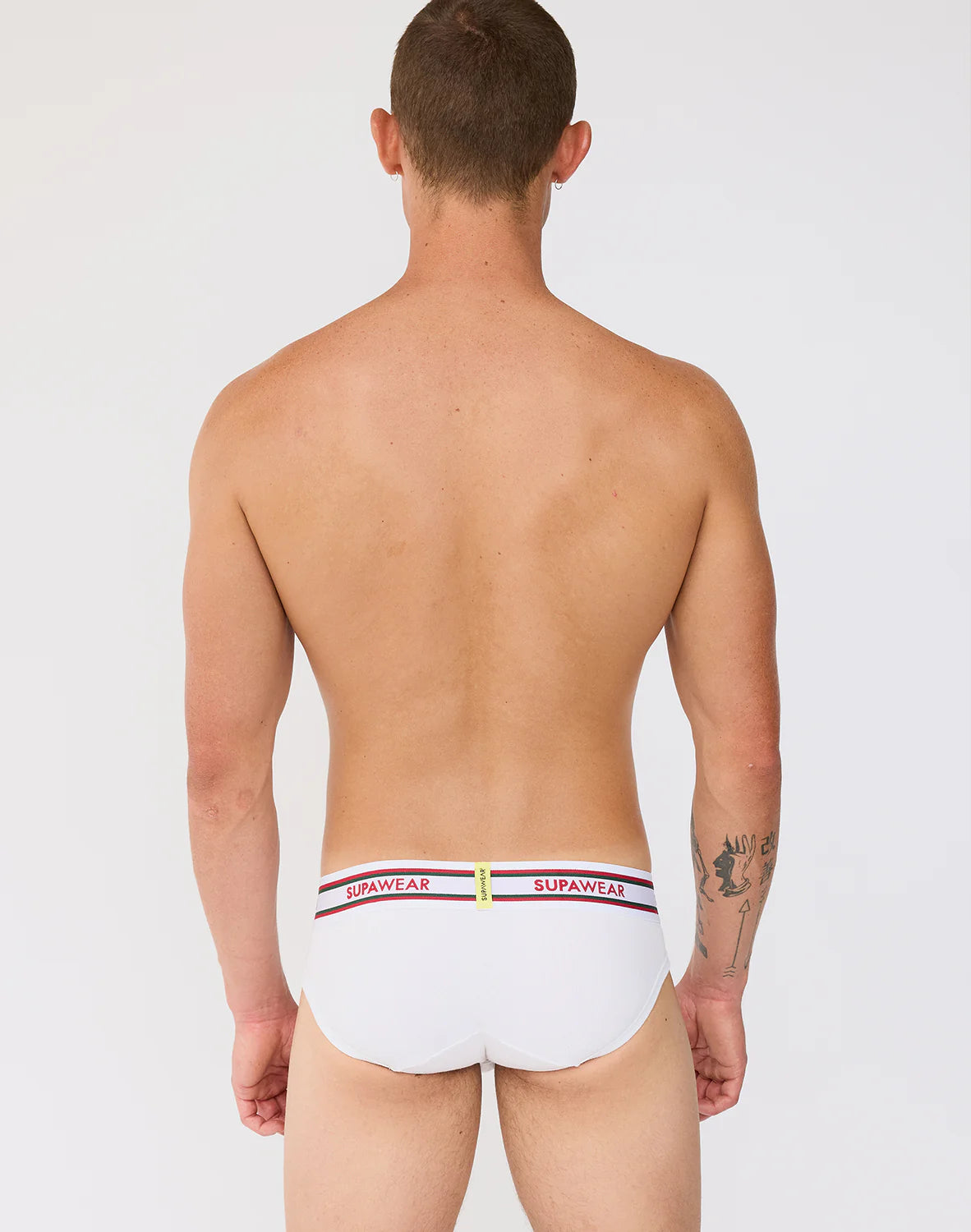 SUPAWEAR: Ribbed Varsity Brief Underwear - White