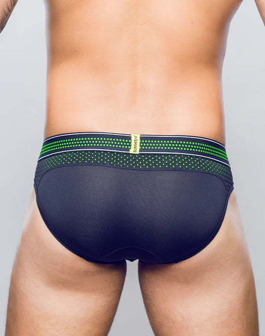SUPAWEAR: Neon Mesh Brief Underwear - Neon Green