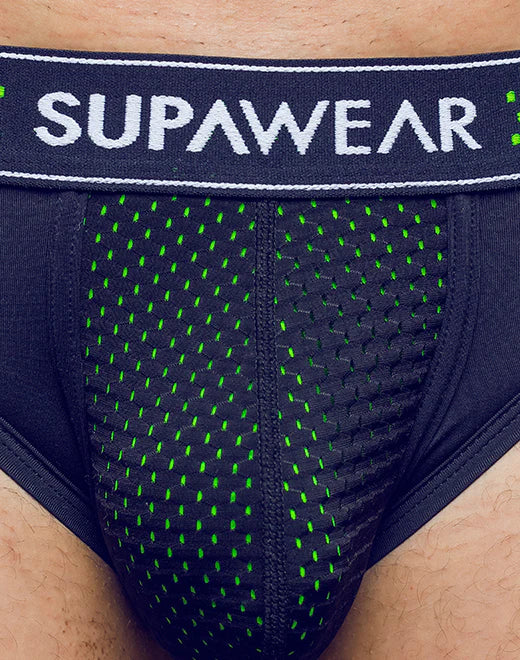 SUPAWEAR: Neon Mesh Brief Underwear - Neon Green