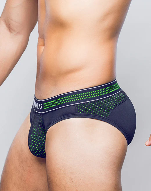 SUPAWEAR: Neon Mesh Brief Underwear - Neon Green